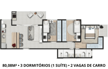 VISTA VERDE (67M E 70M E 80m²) – 2 E 3 DORM (SUÍTE) – 1 ou 2 VAGAS – VILA ALZIRA / ASSUNÇÃO