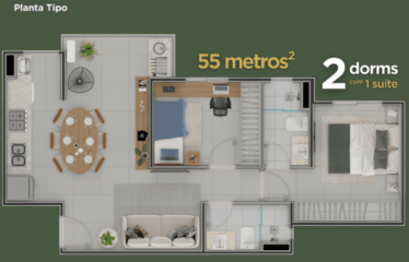 ÉVORA (55M²) 2 DORM(SUÍTE) – 1  VAGA – PQ ORATÓRIO – MINHA CASA MINHA VIDA