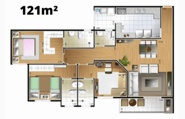 DUE BELLE – 121m²- 3 SUÍTES – 2 VAGAS- OLIMPICO