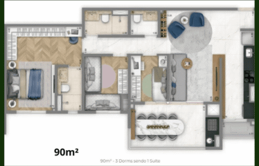 LIVING GRAND WISH JARDIM – AV.INDUSTRIAL- 74 A 126M² – 2 ou 3 DORM (SUÍTE) E 3 SUÍTES – 1 OU 2 VAGAS – BAIRRO JARDIM