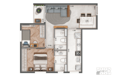 VIVA PARK (55M²) 2 DORM (SUÍTE)- 1  VAGA – PARAÍSO – NA FRENTE DO PQ CENTRAL