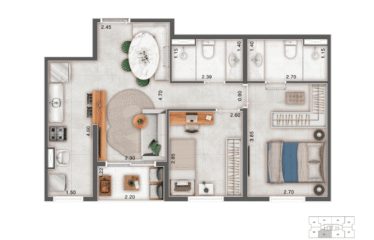 VIVA PARK (55M²) 2 DORM (SUÍTE)- 1  VAGA – PARAÍSO – NA FRENTE DO PQ CENTRAL