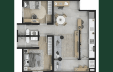 ALDANA JARDIM- (59 e 65M²) 2 DORM (SUÍTE)- 1 ou 2  VAGAS – JARDIM DO MAR