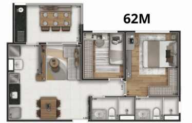 AM LAURA (58/62 E 67M²) – 2 DORM (SUÍTE) – 1 VAGA – VILA BASTOS