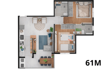 UPPER PETROPOLIS (58 E 61M²) – 2 DORM (SUÍTE) – 1 VAGA – NOVA PETRÓPOLIS