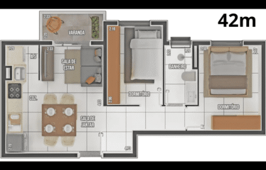 JARDIM DOS CAMPOS (42 e 46M²) – 2 DORM- 1 VAGA – VILA ELDIZIA