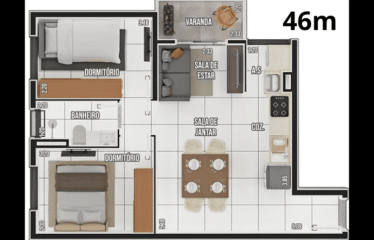 JARDIM DOS CAMPOS (42 e 46M²) – 2 DORM- 1 VAGA – VILA ELDIZIA