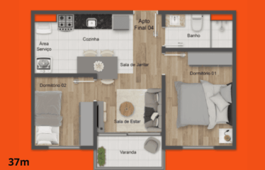 UNIK- 38M – 2 DORM – 1  VAGA – CANHEMA