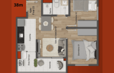 UNIK- 38M – 2 DORM – 1  VAGA – CANHEMA