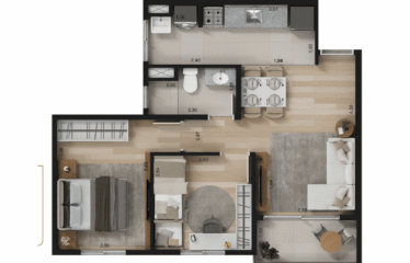 WAY PARQUE CENTRAL – 44 A 48M²- 2 DORM- 1 VAGA –  JARDIM CRISTIANE
