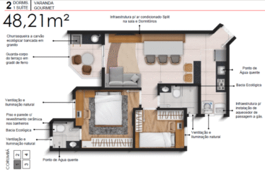 NEW WAY – 50M² – 2 DORM(SUÍTE)- 1 VAGA –  VILA ALICE / VILA BASTOS