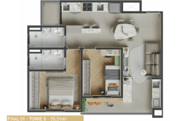 WIN – Av. Bpo. César Dacorso Filho- 57 M²-2 DORM(SUÍTE)- 1 VAGA –  RUDGE RAMOS