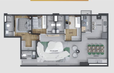 PALAZZO (106m²) – 3 SUÍTES-  2 VAGAS  – CENTRO