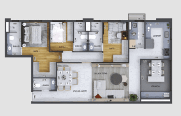 PALAZZO (106m²) – 3 SUÍTES-  2 VAGAS  – CENTRO