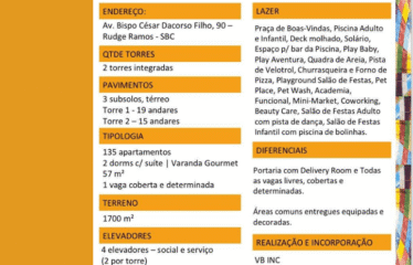 WIN – Av. Bpo. César Dacorso Filho- 57 M²-2 DORM(SUÍTE)- 1 VAGA –  RUDGE RAMOS