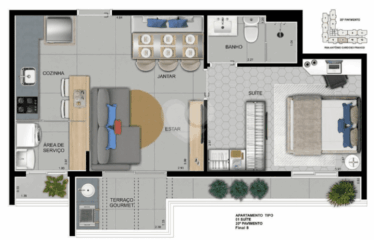 CONECT CASA BRANCA (44 E 45m²) – 2 DORM- 1 VAGA  – CENTRO / CASA BRANCA