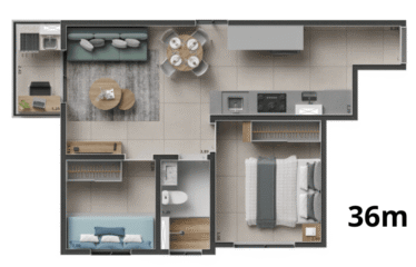 FELICITAH (43M²) –  2 DORM – 1 VAGA CARRO – PQ NOVO ORATÓRIO – MINHA CASA MINHA VIDA