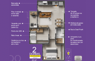 FELICITAH (43M²) –  2 DORM – 1 VAGA CARRO – PQ NOVO ORATÓRIO – MINHA CASA MINHA VIDA