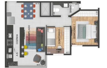 TEKÓA -46M – 2 DORM – 1 VAGA – BANGU / PQ DAS NAÇÕES