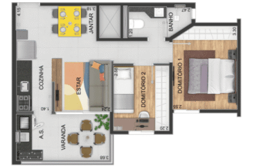TEKÓA -46M – 2 DORM – 1 VAGA – BANGU / PQ DAS NAÇÕES