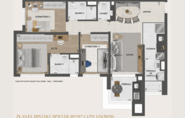 RESERVA SÃO CAETANO (59/68/ 79/ 89M²) – 3 SUÍTES – 1 E 2 VAGAS – FUNDAÇÃO – SCS