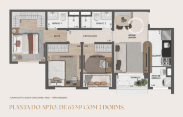 RESERVA SÃO CAETANO BOSQUE (33/ 47 e 64M²) – 1 a 3 DORM(SUÍTE) – 1 E 2 VAGAS – FUNDAÇÃO