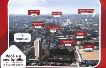 SOU MAIS DIADEMA- 40M²- 2 DORM – 0 OU 1 VAGA – SERRARIA – AO LADO DO SHOPPING